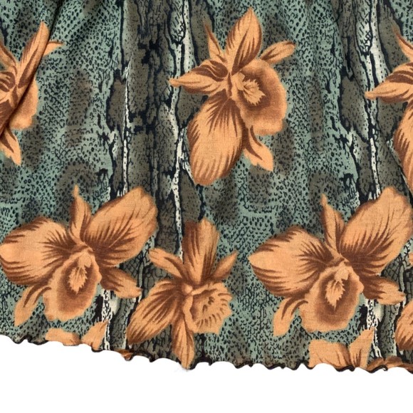 Vintage Suzie in The City Snakeskin & Floral Off The Shoulder Blouse Size XL - Picture 5 of 5